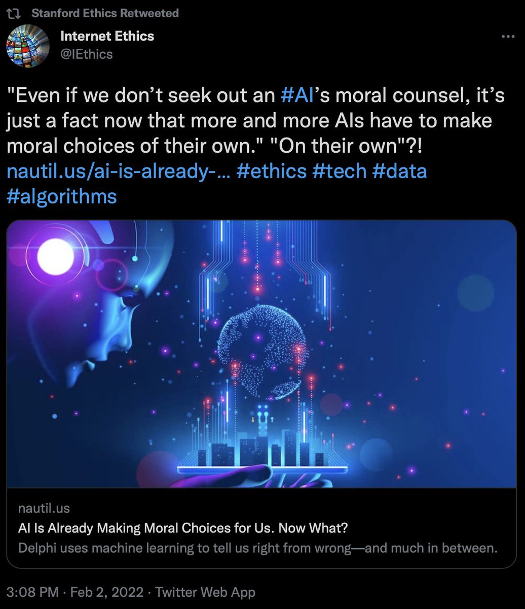 Red_Toppat's tweet photo. How should we dictate AI's moral codes? Do we need a universal moral code? What would be the most efficient way to come to an agreement regarding "the right decision during a bad event?" #mchslang23 https://t.co/qvi5NOUPAb