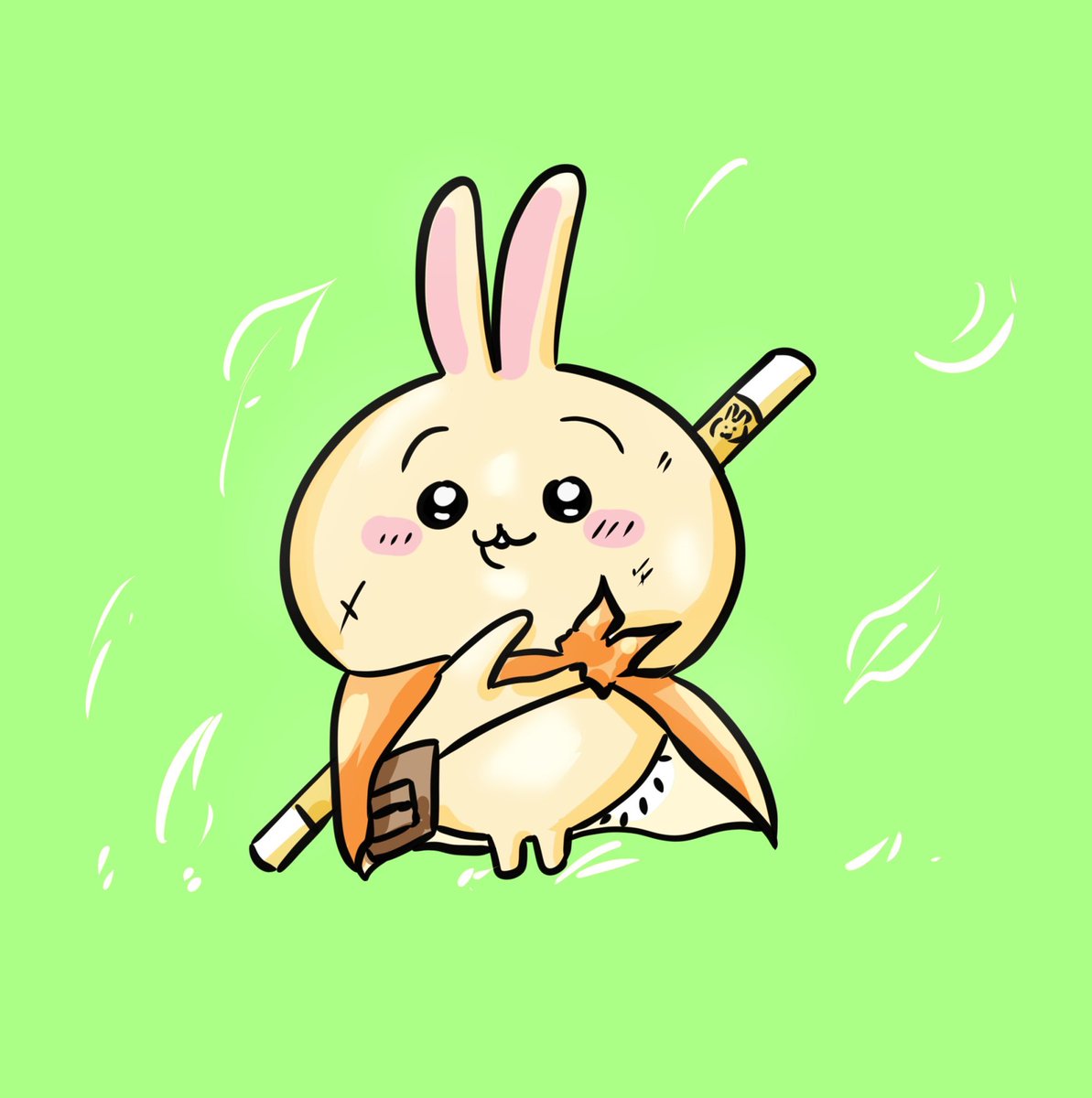 no humans solo green background rabbit weapon simple background cape  illustration images