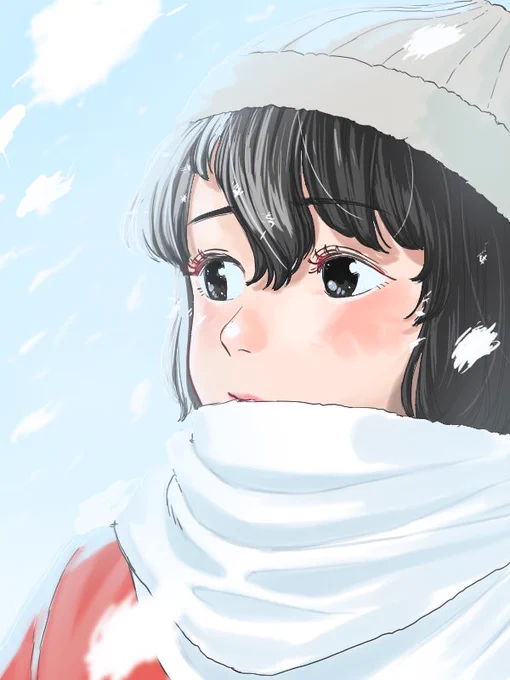 防寒着かばんちゃん勢いで描いた感がある#イラスト好きな人と繋がりたい #けものフレンズ 