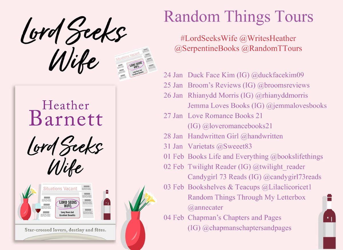 RandomTTours's tweet photo. MASSIVE CHEERS #RandomThingsTours Bloggers for supporting #LordSeeksWife @WritesHeather @SerpentineBooks 

Please share reviews on Amazon &amp; Goodreads ❤️

@bookslifethings 
@annecater https://t.co/nxeO7M7nCu