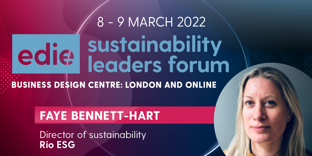 We are delighted to announce Faye Bennett-Hart from <a href="/RioESG/">Rio ESG</a> will be speaking about making #sustainability reports impactful for #stakeholders at edie's Sustainability Leaders Forum 2022 - bit.ly/3fVZOPH

#SLF2022 #climate #sustainabilityleadership #events