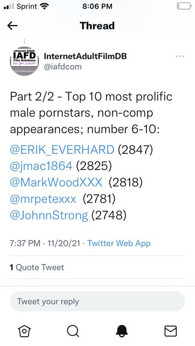 I better start fucking more if I want to make the top 5 but @francescalexxx might not let me lol ⁦⁦@iafdcom⁩