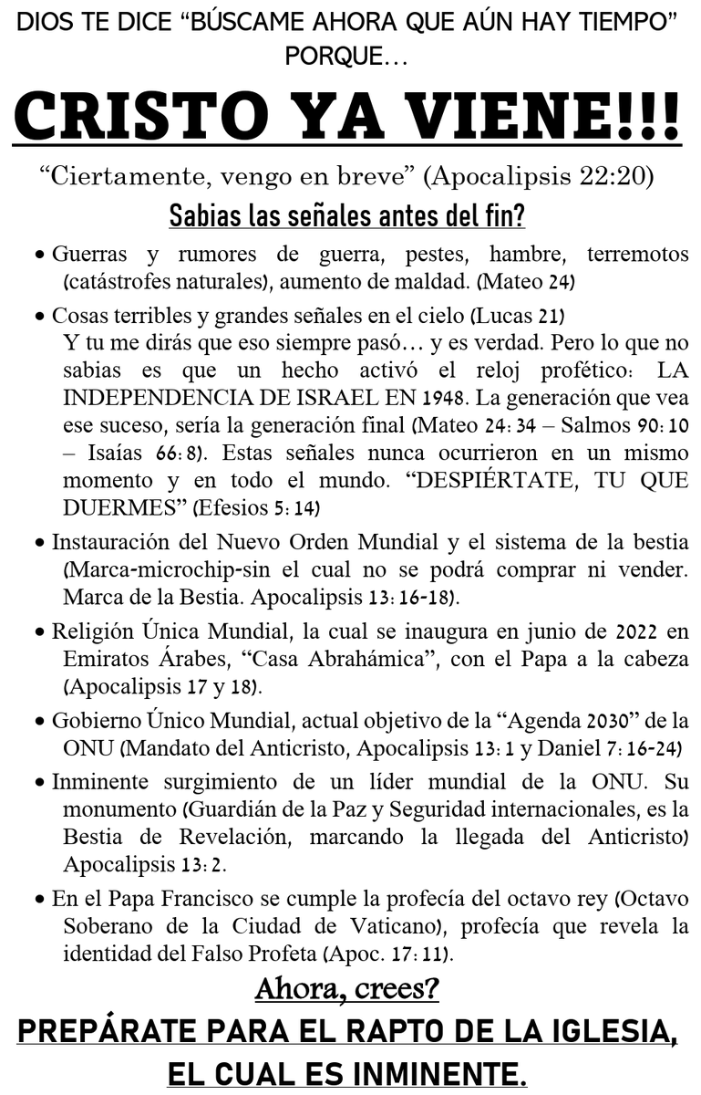 UNECH1's tweet photo. 🔴¡ALERTA! ¡ALERTA! ¡ALERTA!🟠 CRISTO JESÚS YA VIENE PRONTO. https://t.co/5kXV9DJ94C