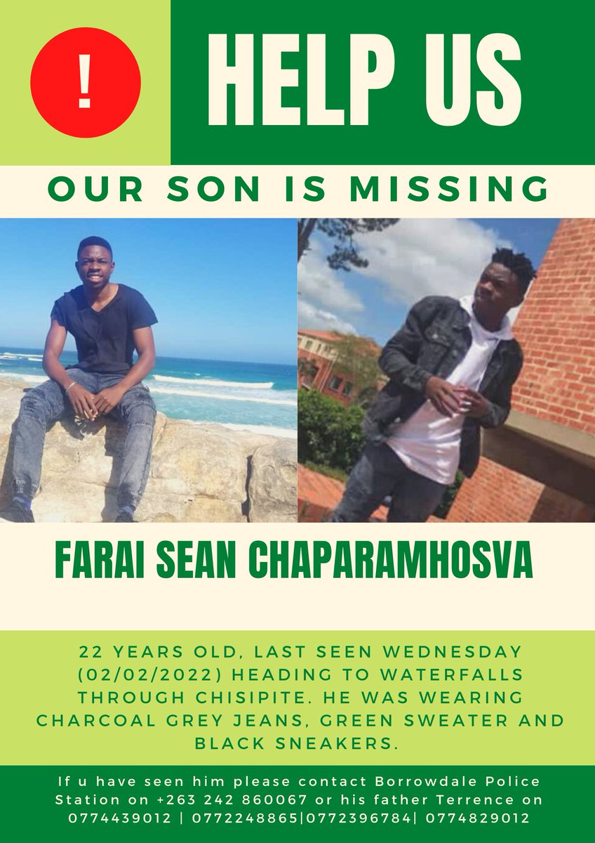 Your retweet can help us bring our son home. Please help us bring him back safe and sound.
<a href="/ZimViral/">Zimviral 𝕏</a> #MISSING #help #bringbackourson