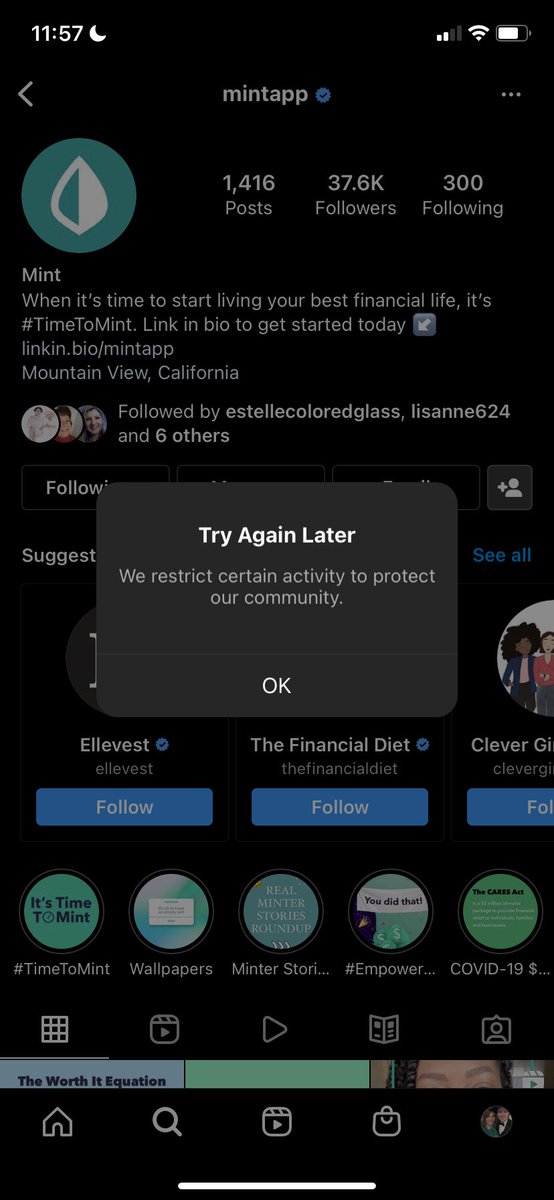 _Desiree_Renee_'s tweet image. Hey @instagram why am I able to follow most accounts but get this error when I try to follow other accounts?

Id like to follow @mint &amp;amp; some of my personal friends on #instagram but your limiting my abilities!
It’s been going on for a week!
#arandomRestrictions #HelpMeInstagram