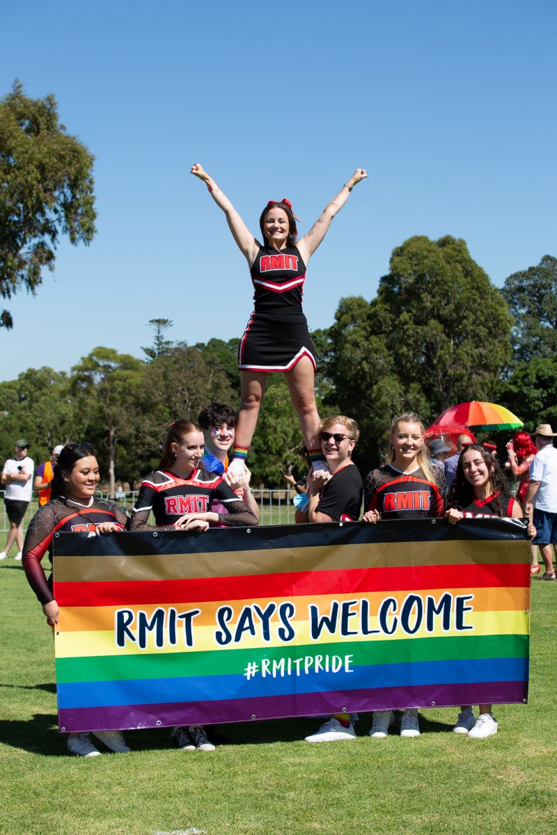 RMIT's tweet photo. Our cup is so full from yesterday’s vibrant @midsumma #PrideMarch. What a beautiful day to celebrate our incredible #LGBTIQA staff and students! ❤️🧡💛💚💙💜🏳️🌈🌈#Midsumma #RMITPride #RMITSaysWelcome https://t.co/q7O1amMR0m