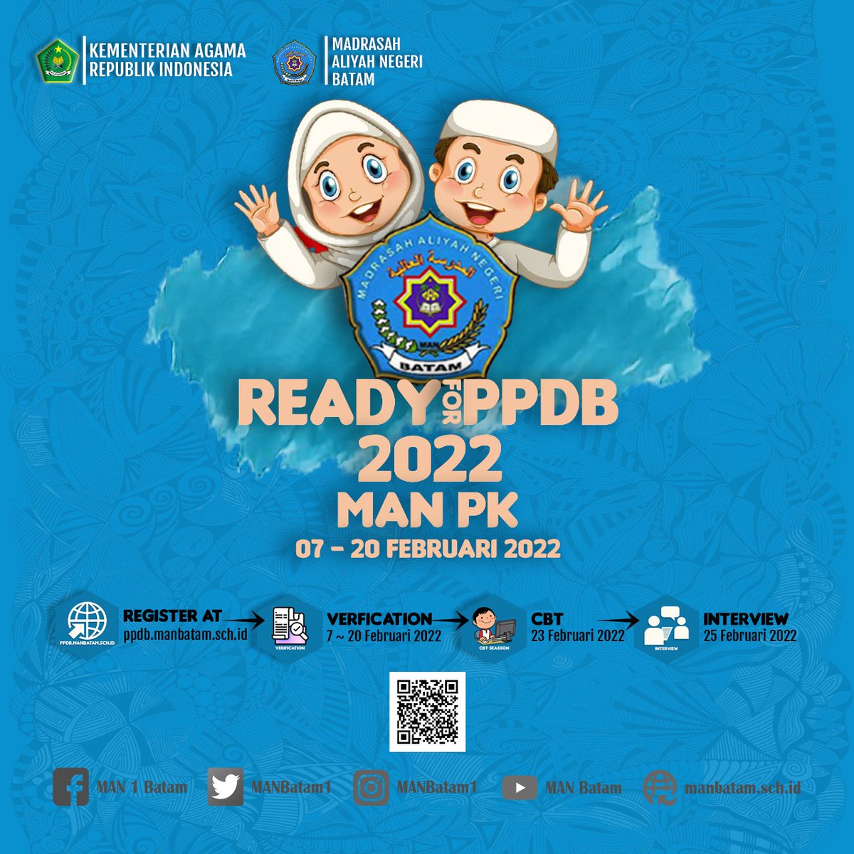 MANBatam1's tweet photo. Bismillah. Yang sama-sama kita tunggu. PPDB telah dibuka, diawali dengan jalur MAN PK (berasrama). Untuk waktu dan detail, dapat dilihat pada infografik. https://t.co/zkN2OzJFb6
