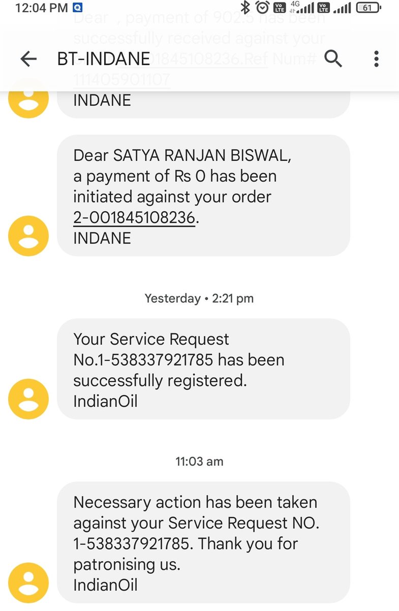 srb_tunu's tweet photo. @karnataka_ioc @ChairmanIOCL @DirMktg_iocl @HardeepSPuri i raised my complaint on Sunday as per below image and today it's closed without even getting a call back from any of the concern person. What is the service commitment to customer ? https://t.co/PwmTF7SOpt