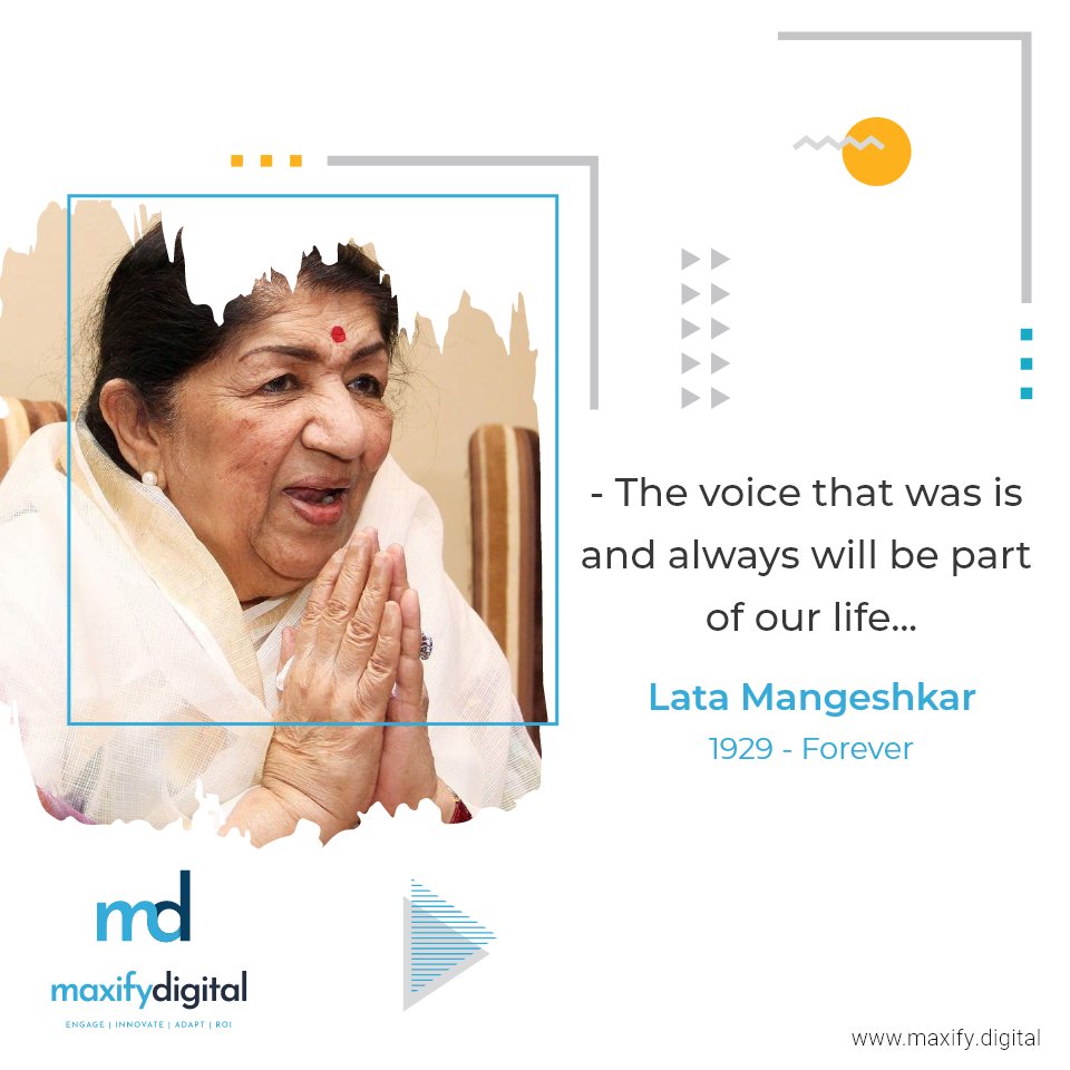 maxifydigital's tweet photo. A legend, an irreplaceable voice
#nightingaleofindia #latamangeshkarji #RIP #legend #queenofmelody #latadidi
#maxifydigital https://t.co/ayUpwvmjZ1