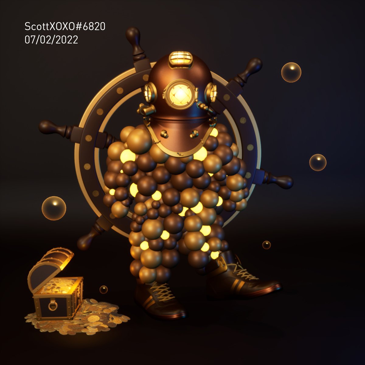 ScottTang98's tweet photo. @Imaginary_Ones If its about risks, this IO is willing to grasp every chance that comes up. Diving into the opaque water and the unknown, this character knows no boundaries in the search of gold and fortune. The illuminating orbs serves as an ally, like sunlight penetrating the darkness. https://t.co/macc2YzKAu