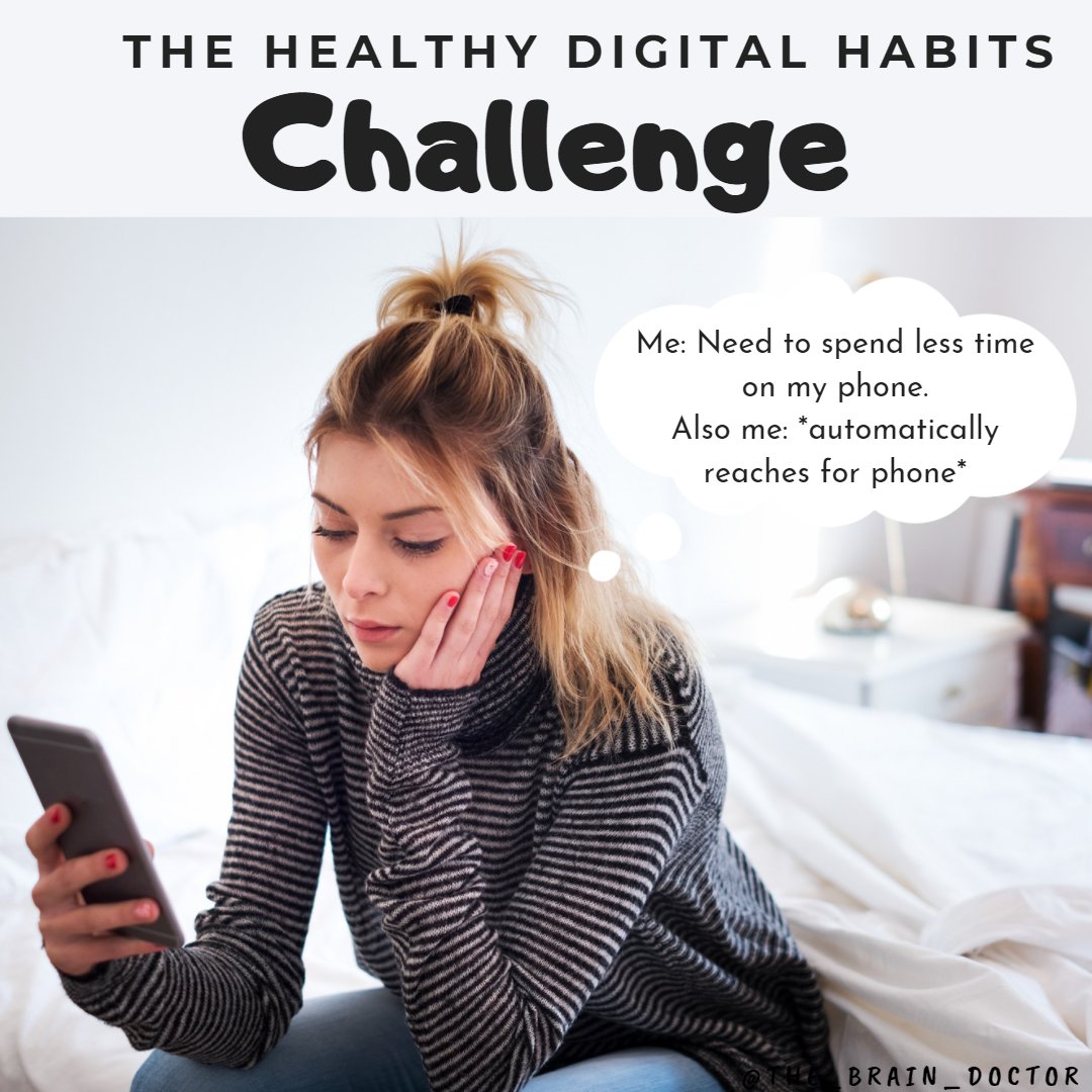 Is this you?
⁠
This is an issue that has resonated with many people so I've started a challenge on Instagram (instagram.com/the_brain_doct…). This is not a digital detox but a balanced way to modify unwanted digital habits using my neuroscience knowledge.

#digitalhabits #phonehabits