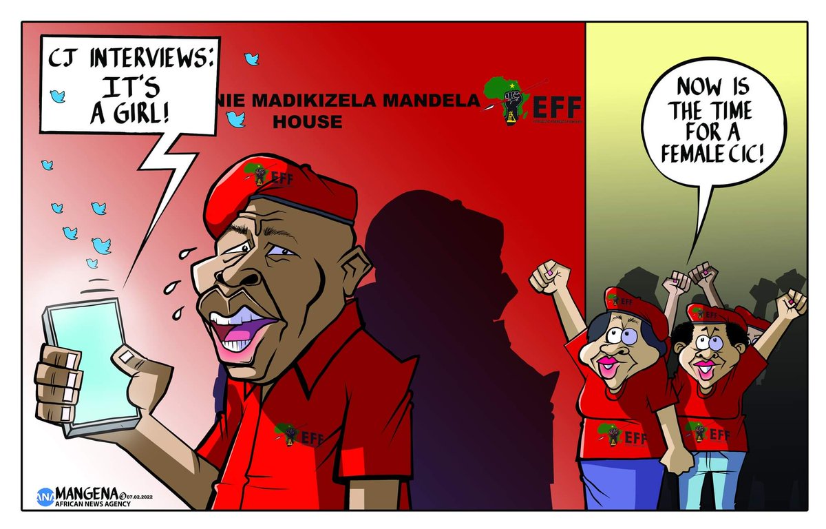 Mangenatoons's tweet photo. #CJinterviews: Is #EFF ready for a female #CiC? #Malema #Maya #Mlambo #Madlanga. #Mangenatoons #ANAPictures #IOLPolitics https://t.co/IgjQamVGc4