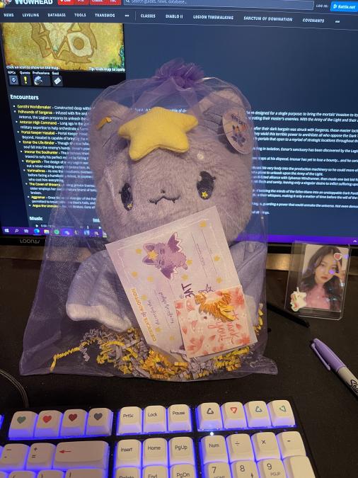 choerry_potter's tweet image. Choerry got the bat plushie I sent her I'm so happy she likes it i've never been happier than this moment in time😭😭if anyone wants more pics i can send them