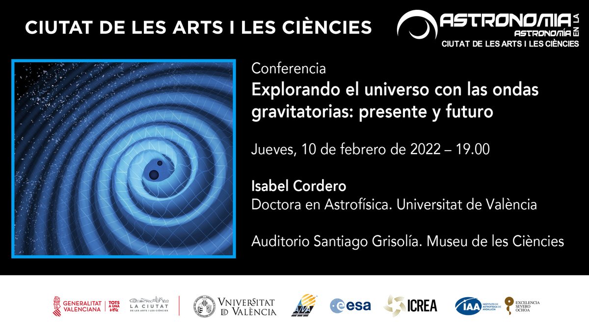 Ciudad Artes Ciencia (@caciencies) on Twitter photo El #11F2022 se celebra el #DíaMujeryNiñaenCiencia y para abrir boca te proponemos que nos acompañes el 10 de febrero en la conferencia sobre ondas gravitatorias de Isabel Cordero Carrión <a href="/FuturaConjetura/">Isabel Cordero Carrión</a> de la <a href="/UV_EG/">Universitat València</a>
#Gratis, previa inscripción
👉bit.ly/Conferencia_10… El #11F2022 se celebra el #DíaMujeryNiñaenCiencia y para abrir boca te proponemos que nos acompañes el 10 de febrero en la conferencia sobre ondas gravitatorias de Isabel Cordero Carrión <a href="/FuturaConjetura/">Isabel Cordero Carrión</a> de la <a href="/UV_EG/">Universitat València</a>
#Gratis, previa inscripción
👉bit.ly/Conferencia_10…