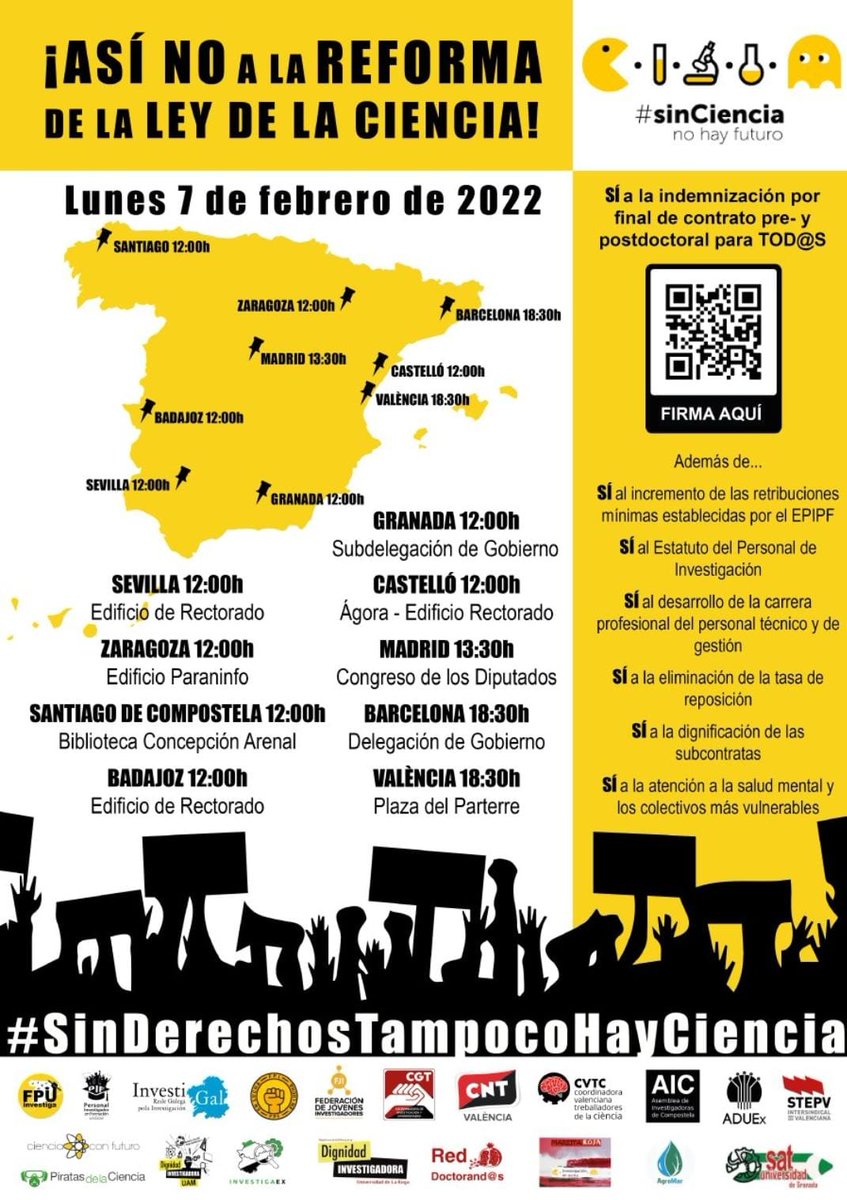 Ya es #7F. Hoy salimos a la calle por una reforma de la #LeydeCiencia con derechos. Os vemos en el Congreso! 📆 HOY: 7 Febrero 2022 🕜 13:30h 🌍 Congreso de los Diputados #SinDerechosNoHayCiencia #SinCienciaNoHayFuturo @FPUinvestiga @CienciaConFutur @FJIMadrid @marearojainvest