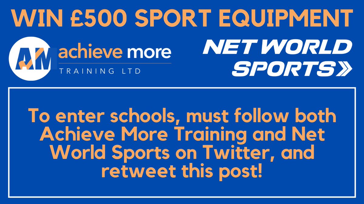 Achieve More Training (@achievemore5_) on Twitter photo To celebrate #AWWales & the launch of our FREE to download PE and School Sport Mentor Guidance achievemoretraining.com/blog-post/pe-a…
<a href="/AchieveMore5_/">Achieve More Training</a> have teamed up with <a href="/networldsports/">Net World Sports</a> for SCHOOLS in Wales to win £500 sport equipment. See details below to ENTER. Deadline 20.02.22 #AchieveMore To celebrate #AWWales & the launch of our FREE to download PE and School Sport Mentor Guidance achievemoretraining.com/blog-post/pe-a…
<a href="/AchieveMore5_/">Achieve More Training</a> have teamed up with <a href="/networldsports/">Net World Sports</a> for SCHOOLS in Wales to win £500 sport equipment. See details below to ENTER. Deadline 20.02.22 #AchieveMore
