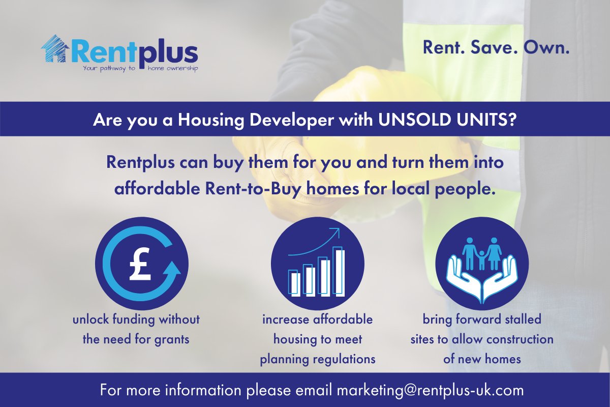 Rentplus_UK's tweet image. #HousingDevelopers can unlock funding without the need for grants &amp;amp; benefit from an increase in percentage of affordable #RenttoBuyHomes.

Providing #NewHomes that reflect the values of surrounding #OpenMarket housing, ensuring high quality investment opportunities.

#RentToBuy