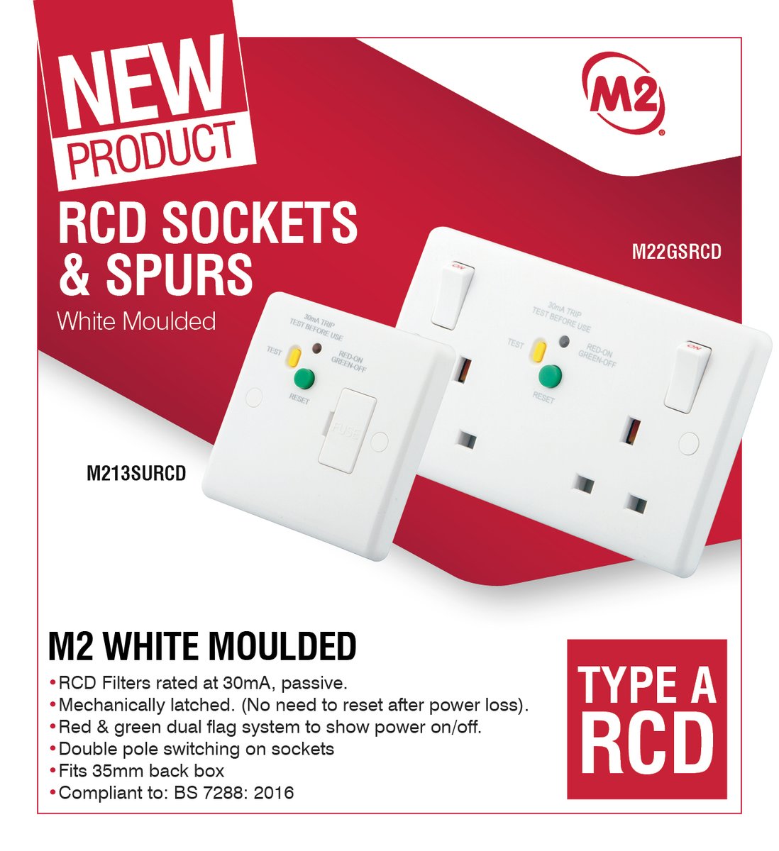 Prevent fatal electric shocks with our White Moulded RCD Sockets and Spurs that are now available!

Any questions? Please contact sales@m2electrical.co.uk

#wiringaccessories https://t.co/uJoVHrhmOl