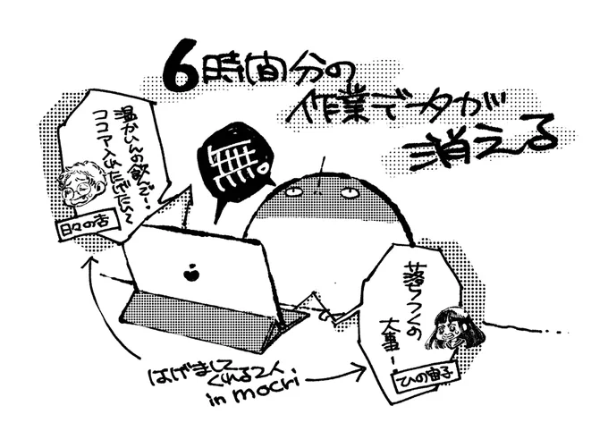 今日の午前中私の身に起こったこと。

正確にはバックグラウンド保存(?)がうまくいっていなかったのか、アプリ落ちで再起動した時にデータの復元ができなかったのだった。

バックグラウンド保存便利ですけど、逐一いちいち手動で保存することを怠ったらいかんよ…!私…! 