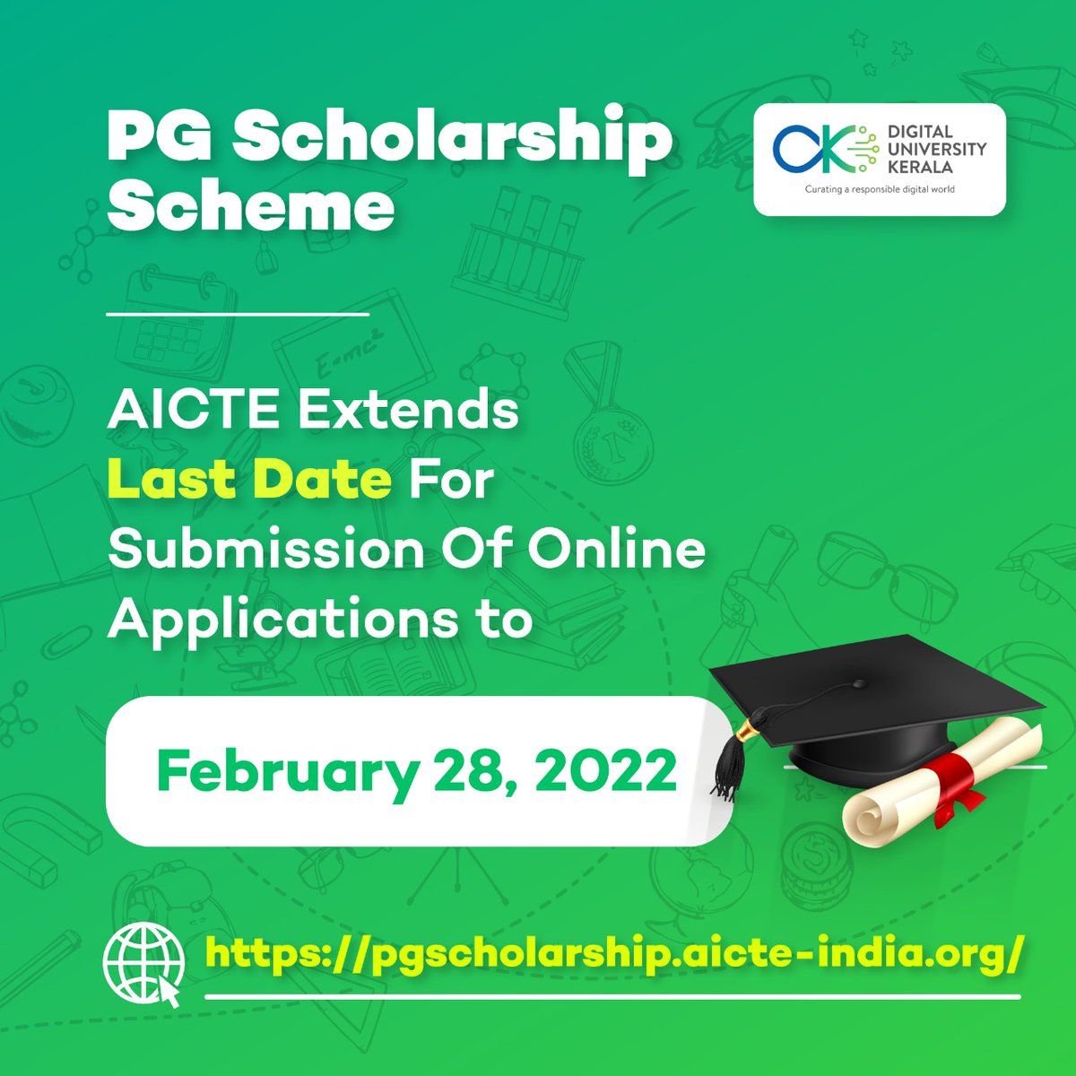 Apply for <a href="/AICTE_INDIA/">AICTE</a> scholarship 

pgscholarship.aicte-india.org

#PG #PGCourses #scholarship #education #DigitalUniversity