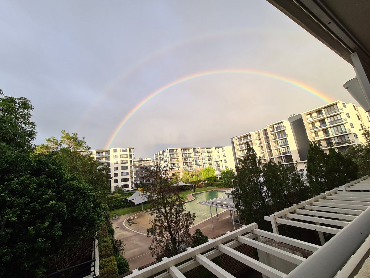 PaddysUtd's tweet photo. Double Rainbow in #Sydney today. Think it's my 1st time seeing this.

#Rainbow #PhotoOfTheDay #weather https://t.co/ekCGhGojyF