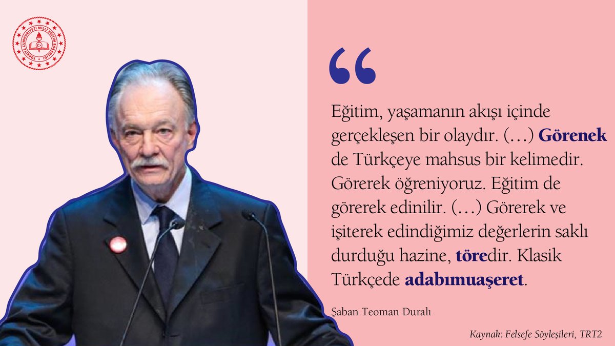 tcmeb's tweet photo. Geçtiğimiz yıl kaybettiğimiz Şaban Teoman Duralı, 75 yıl önce bugün doğdu. Doğum gününde "eğitim, terbiye, edep ve adabımuaşeret" kavramlarını Teoman Duralı’dan okuyalım. Rahmetle… https://t.co/RC579K90eK