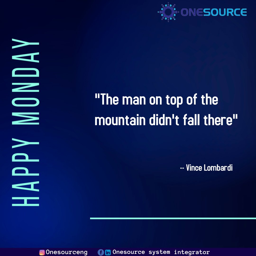 onesourceng's tweet photo. Success is not a mystery and would never be.
Without a clear vision, a strong will-power, self-confidence, hard work and focus you can get nowhere, let alone getting to the top of the mountain you have always wished to climb. 

#ONESOURCE
#Mondaymotivation
#Success
#MONEY https://t.co/vuiGsz94ZG