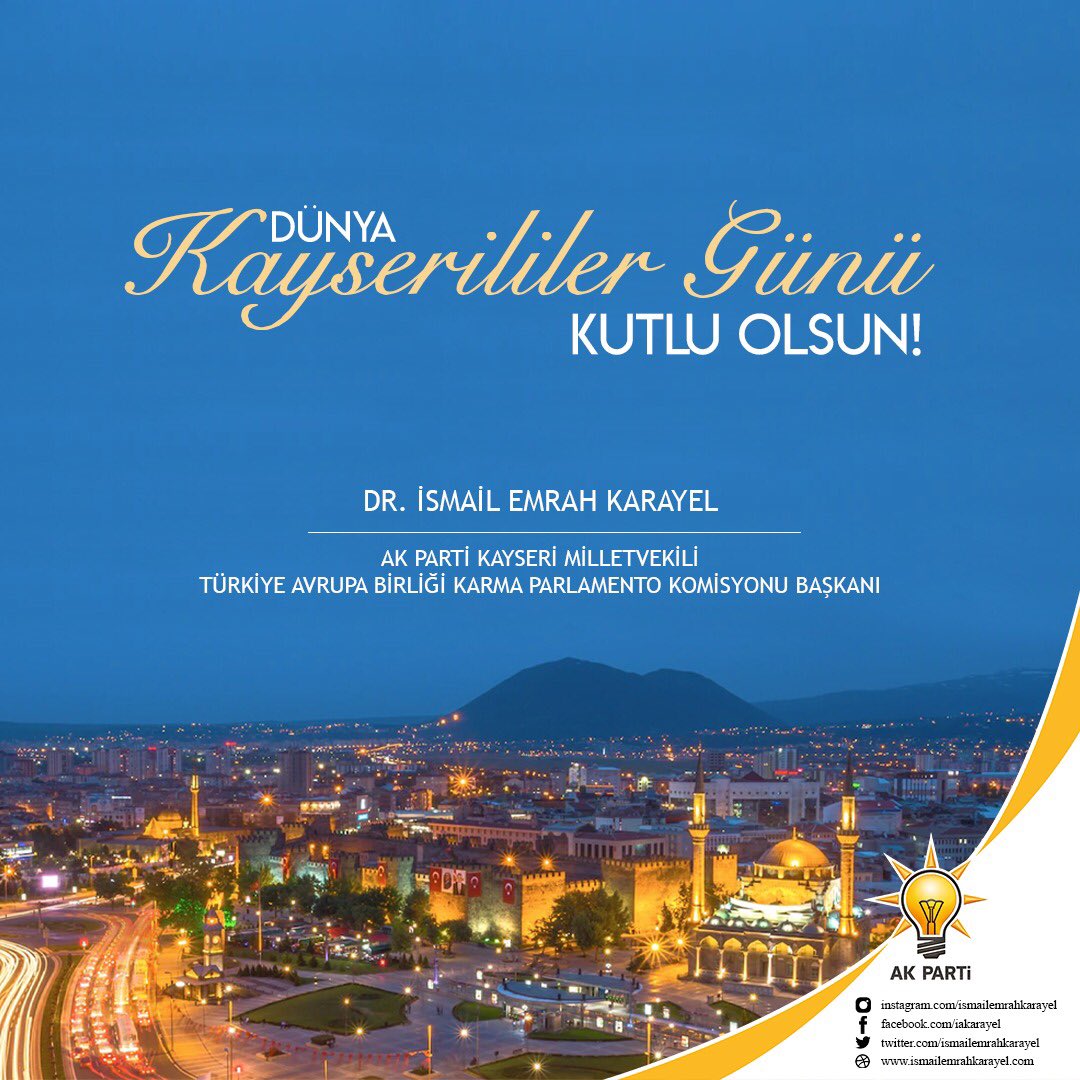 Medeniyetimizin kadim şehri Kayserimizin her yılın 3️⃣8️⃣.  gününde kutladığı #7ŞubatDünyaKayserililerGünü’nü tebrik ediyor, dünya üzerindeki tüm hemşehrilerimize selam gönderiyorum.

💛❤️