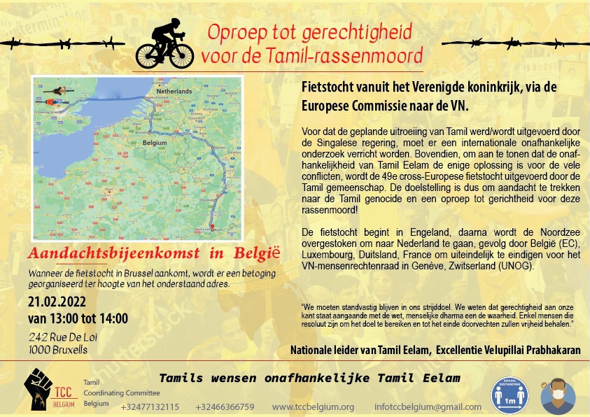 BelgiumTCC's tweet photo. De doelstelling is dus om aandacht te trekken naar de Tamil genocide en een oproep tot gerichtheid voor deze rassenmoord!

De fietstocht begint in Engeland , daarna wordt de Noordzee overgestoken om naar Nederland te gaan, gevolg door België (EC), Luxembourg, Duitsland, France https://t.co/UWqIbrtLAI