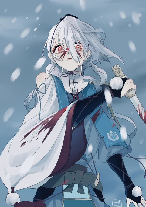 今剣と雪 