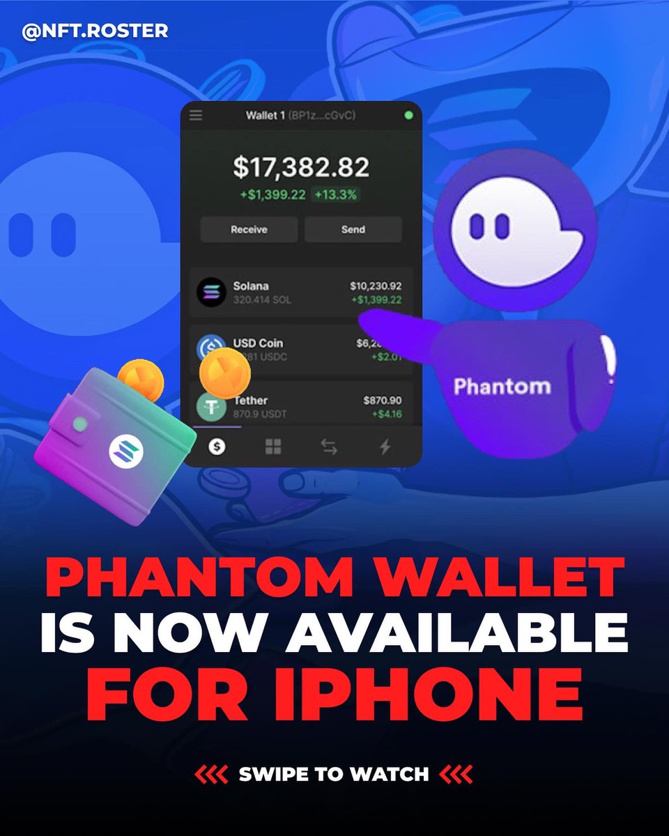 NftRoster's tweet image. @phantom wallet for #Solana is here - and even available for iPhone! 🔥 

How big is this for #SolanaNFTs and for #SOL itself? 👀 

We think it’s pretty big! 💯