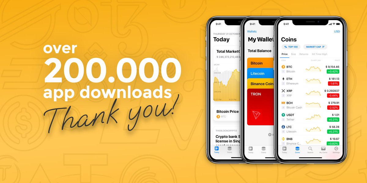 CoinsOneApp's tweet image. Today is an important day for COINS. We have reached 200k downloads! 🏆Thank you all for your support. 🙏(and patience🙏) Shout out to our developers for their hard work. 👨‍💻Next stop -&amp;gt; #Staking, adding #BSC tokens, then -&amp;gt; something big 😎#NonCustodial #Wallet #CoinsOneApp
