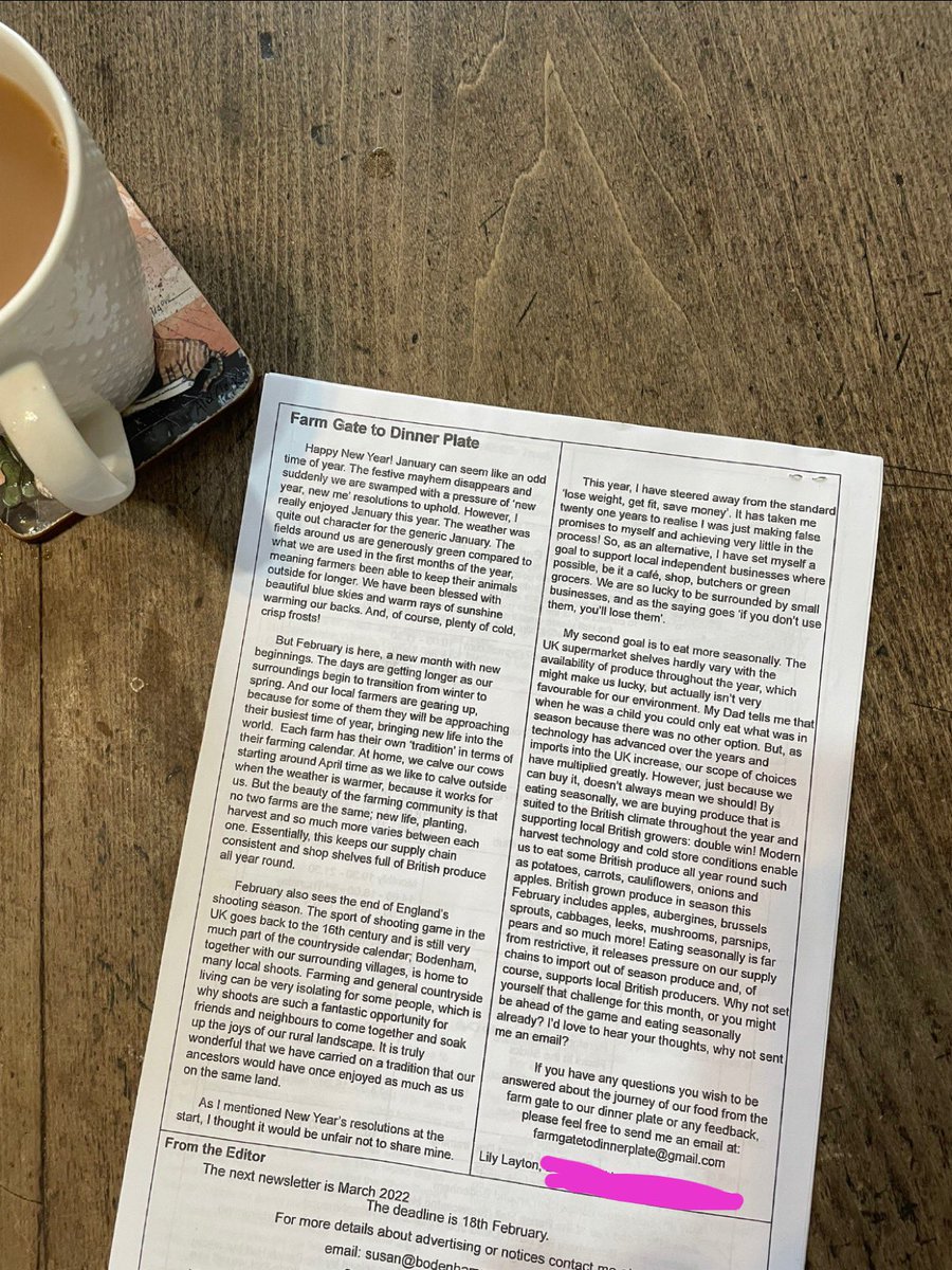 My feature for the February village newsletter…🌟

Complete novice at writing but if I can encourage one person in our village to connect the landscape around them with the food on their plate, then I’m happy with that!

#SupportLocal #BuyBritish