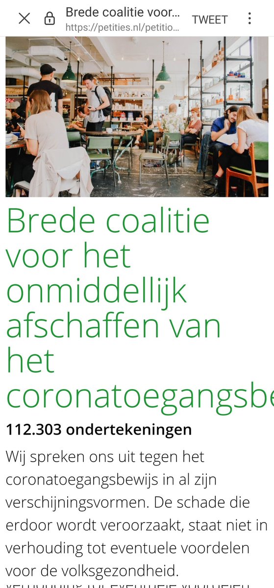 Gaan we nog een rondje doen?
Er is al 112.303 x getekend. Dat kan nog veel meer!!

De site ligt er af en toe uit. Blijf proberen aub! 🙏
#monakeizer
#coronatoegangsbewijs
#onverdeeldopen

petities.nl/petitions/bred…