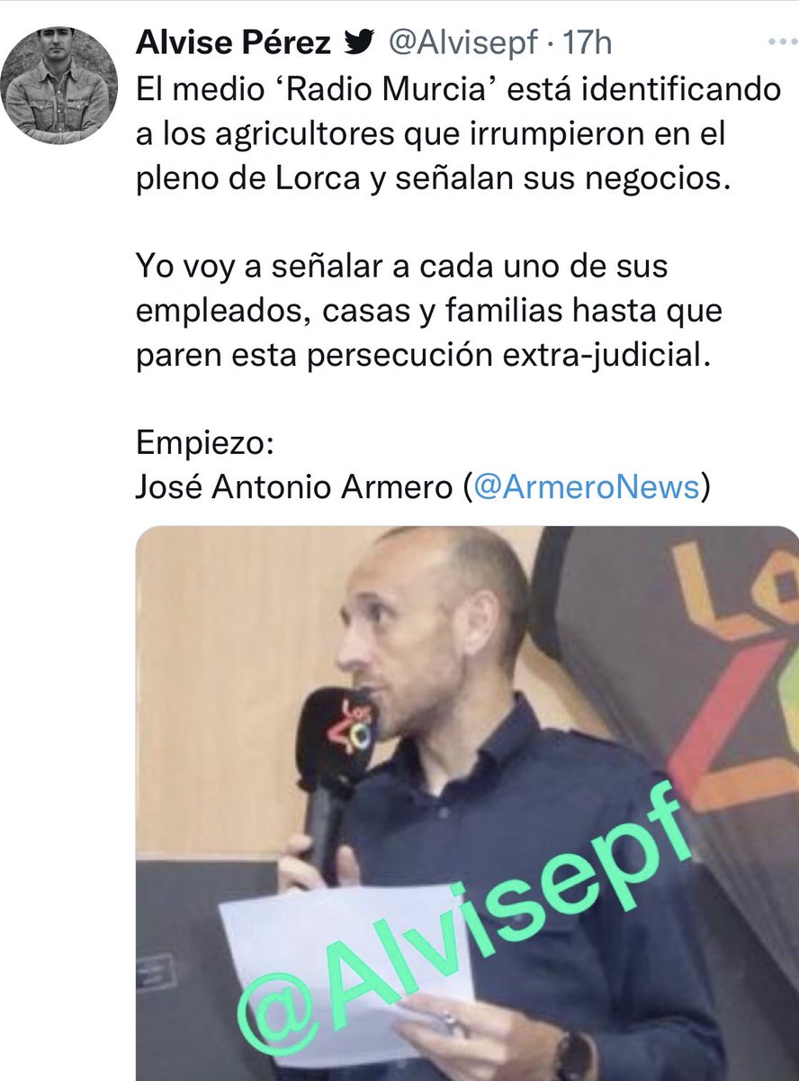 HispaniaFortius's tweet photo. ¿Es verdad que a @Alvisepf le han cerrado la cuenta por publicar esto sobre @ArmeroNews ?
La censura en Españezuela de @TwitterEspana 
#Devolvedlacuentaaalvise https://t.co/ojtFRJg4DL