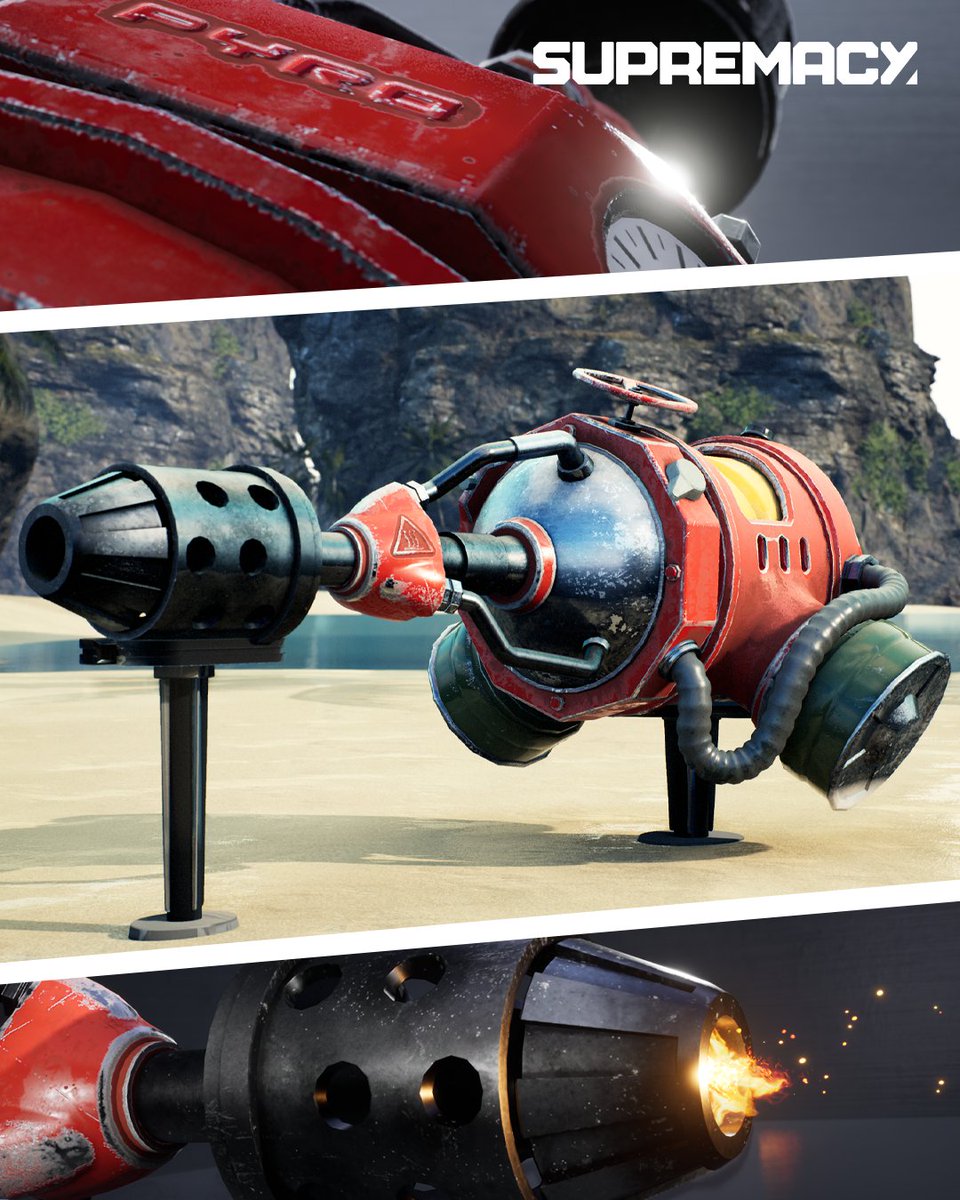 SupremacyMeta's tweet image. Turn your enemy's mech into a glowing metal flambé with the Pyrotronics flagship weapon, the Inferno.

#wearesupremacy #bsc #binance #metaverse #ue5 #supremacy #gbsummit #playtoearn #flamethrower #pyrotronics