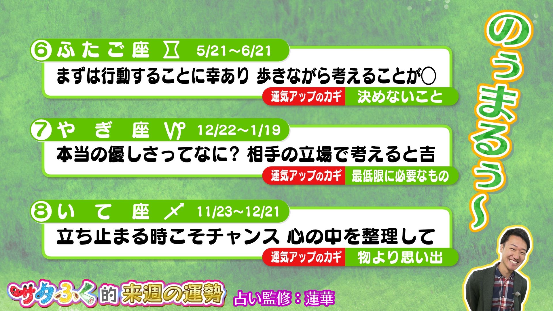公式 福島テレビ サタふく サタふく的来週の運勢です 2 6 2 12 まずは２位から１１位の発表 皆さんの運勢はいかがでしたか 来週もお楽しみに このあとのツイートでは１位と１２位を 発表します 福テレ サタふく サタふく的来週の
