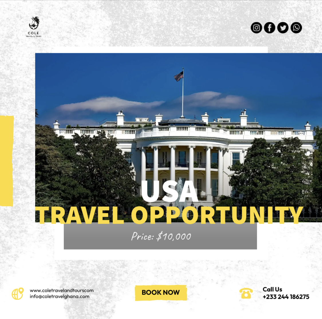ctt_global's tweet photo. FOR IMMEDIATE ATTENTION

An opportunity to travel to Washington DC with this all inclusive package. Travel date is third week of February 2022.

-Deadline for registration: 06 Feb 2022
-Deadline for Deposit: 07 Feb 2022 

More information: https://t.co/JRPmP7e3K6 https://t.co/TbijU4n9yw