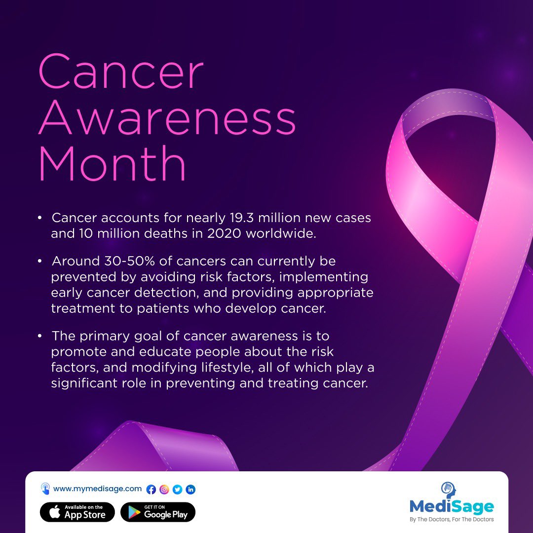 medisage's tweet photo. Celebrating National Cancer Awareness month.
Awareness is the key to adopting a healthy lifestyle and preventing deadly diseases like cancer. https://t.co/wbtjMxcCk6