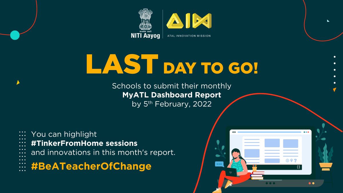 AIMtoInnovate's tweet image. 🚨Final Call: Update your MyATL Dashboards, today! 

Want to become the next ATL school of the month?🏫

Update your dashboards &amp;amp; highlight #TinkerFromHome sessions and innovations.

Head over to the link, below👇 
🖇️: aim.gov.in/atl/