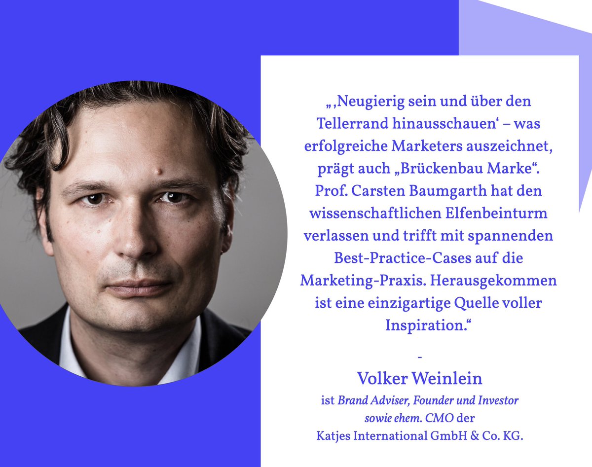 VolkerWeinlein's tweet photo. Happy to support #BrückenbauMarke von Prof. Carsten Baumgarth @HWR_Berlin 
Für mehr praxisorientierte #Marketing Ausbildung - Austausch zwischen #Wissenschaft &amp; #Praxis so wichtig.
#Markenführung #branding #MarketingStrategy #innovation #BestPractice https://t.co/PV4nSR1guc