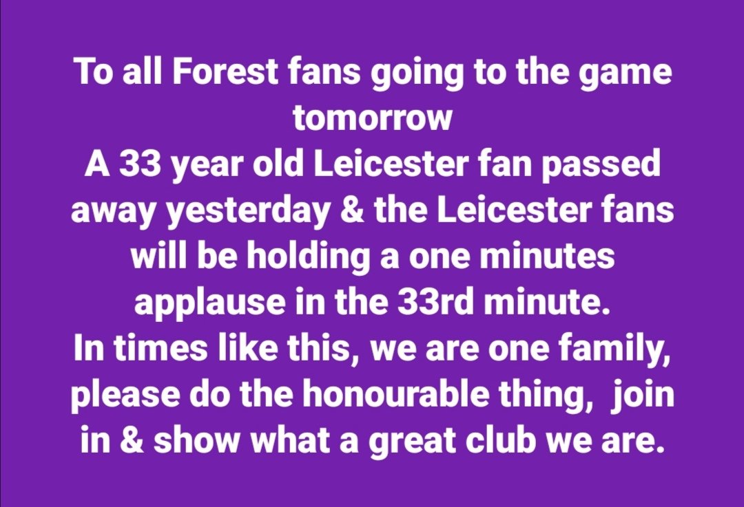 ALNFFC's tweet photo. RIP to the young Leicester City supporter, 33 is no age. #NFFC #LCFC https://t.co/zEpwm1byUH