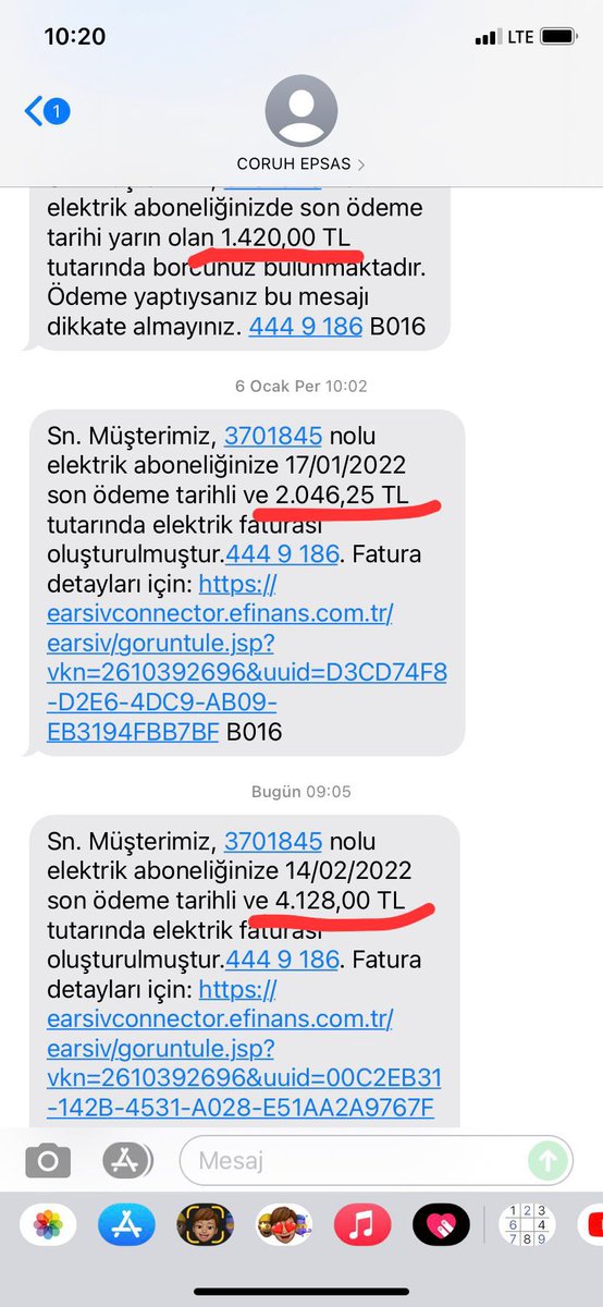 Son 3 ayda gelen fatura..!