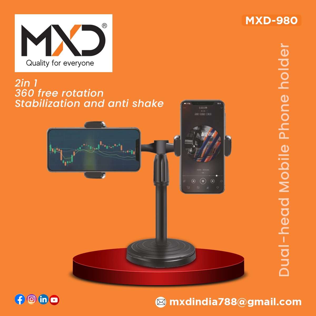 mxdindia's tweet photo. Mobile Stand 2in1
360 free rotation, Stabilization and anti shake.
.
.
.
#MXD #mxdindia #mobilestand #mobile
#mobileaccessory #mobilestand #mobilephonestand
#standingmobile #mobiledevice #gadgetshop
#phoneholder #mobileholder #phonestand https://t.co/H0syOJKleC