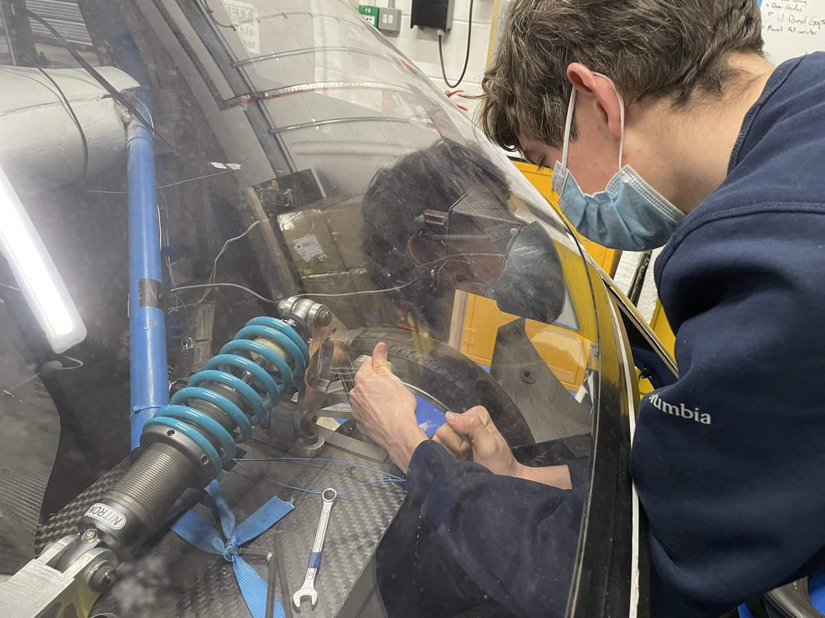 Lev and Edward working on the wheel suspension first thing this morning
