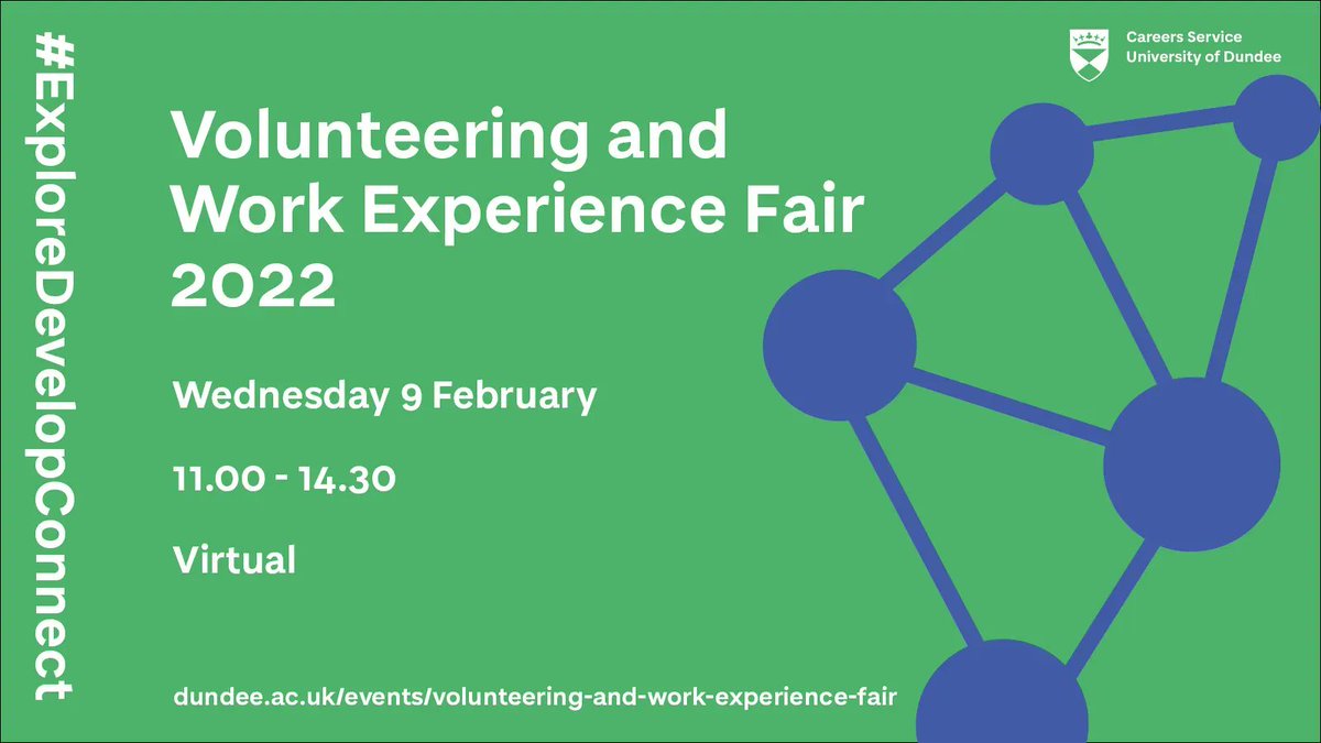 UoDCareers's tweet image. Come along to our Volunteering &amp;amp; Work Experience Fair, and find out about opportunities with @VolSol @theyardscotland @FeelingStrongUK and more!

Sign up here: buff.ly/3KAI2Qn

#ExploreDevelopConnect