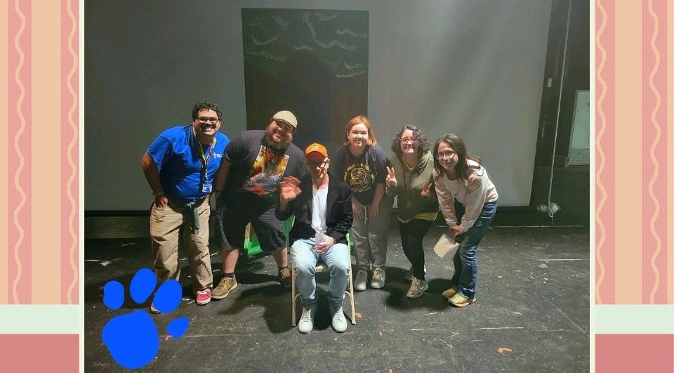 APOTAMUK's tweet photo. @JavelinaNation These students are so dedicated to theatre,they planned to miss @BurnsStill’s motivational talk to finish building sets.Dedication pays off. They got to meet Steve Burns as he went to his talk.😳#steveburns #tamuktheatre #stevefrombluesclues #tamuk #dreamscometrue https://t.co/bHgciUzmeu