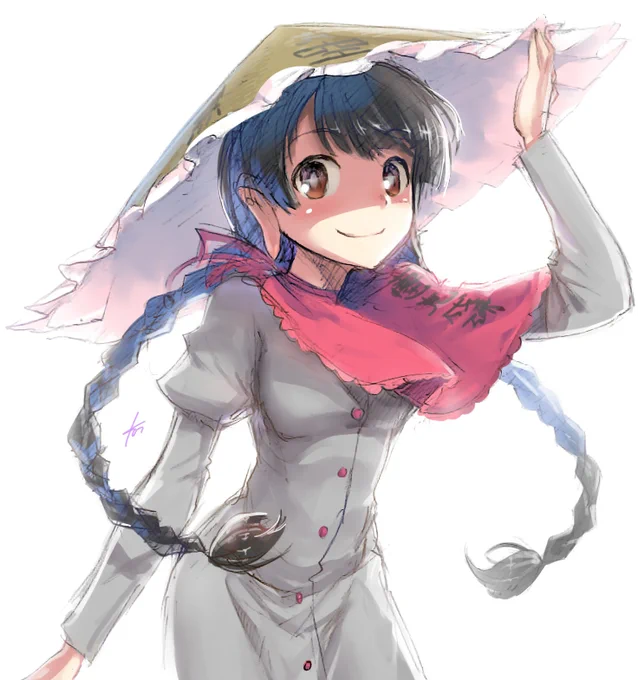 昔投稿した高麗野あうんは元々鉛筆描きで二人描いてたのを片方だけ使ったものだったので矢田寺成美も着彩。4年越しにようやく並べられた 