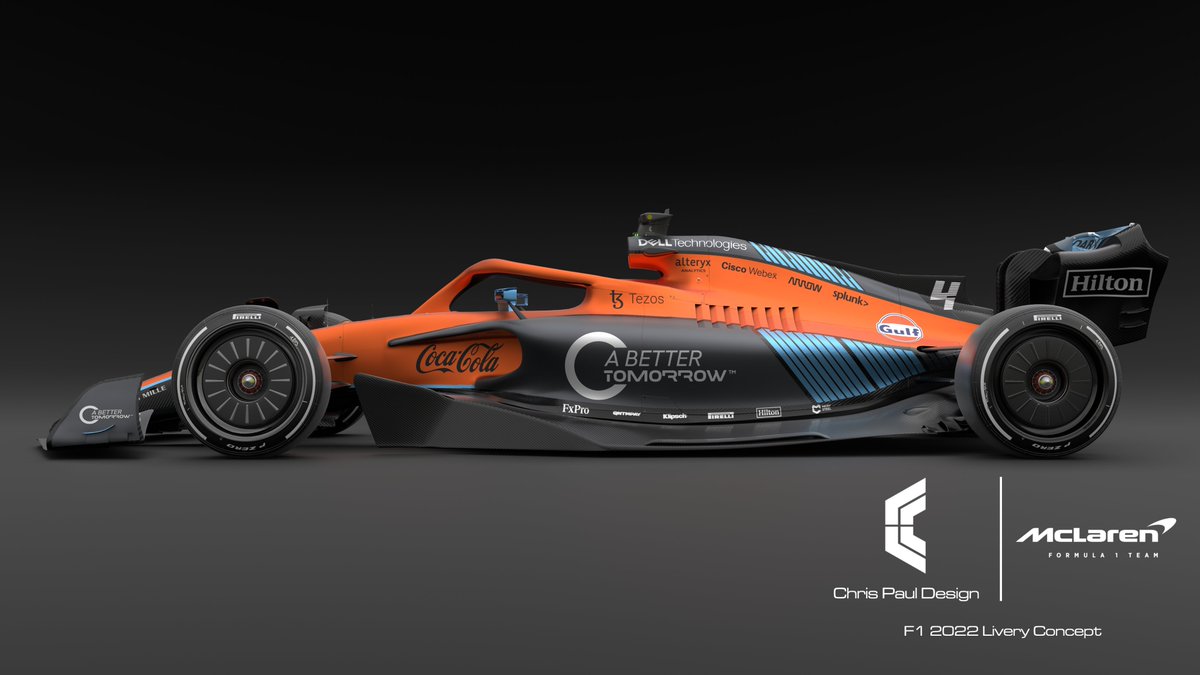 ChrisPaulDesig1's tweet photo. Morning @f1 fans! as promised...

After all the @McLarenF1 teasers I think their colour scheme will be Papaya, Grey and Blue.

So my previous design to fit the colours.

My @McLarenF1 @F1 #F12022 #Livery #Concept 

3D Model by @weareunkredible / @ChrisPaulDesig1  

#cgi #render https://t.co/tETSyq67To