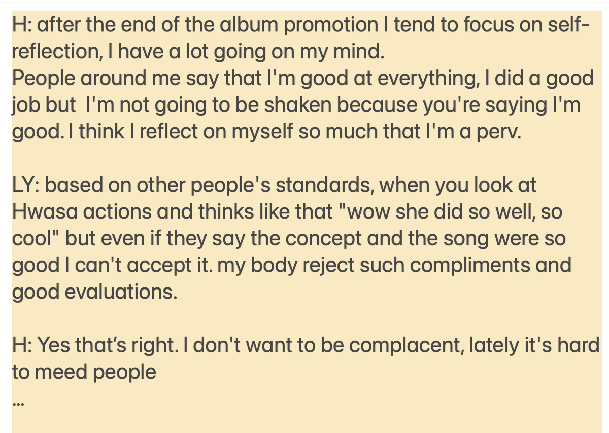 MaHwasaja's tweet photo. Raw translation of some parts of Lee Youngji chat with Hwasa

FULL OFFICIAL video
https://t.co/XEoTB9Afu2

마마무 화사 #HwaSa #화사 #华莎 #ファサ #Guilty_Pleasure https://t.co/TpeSLMJiy8